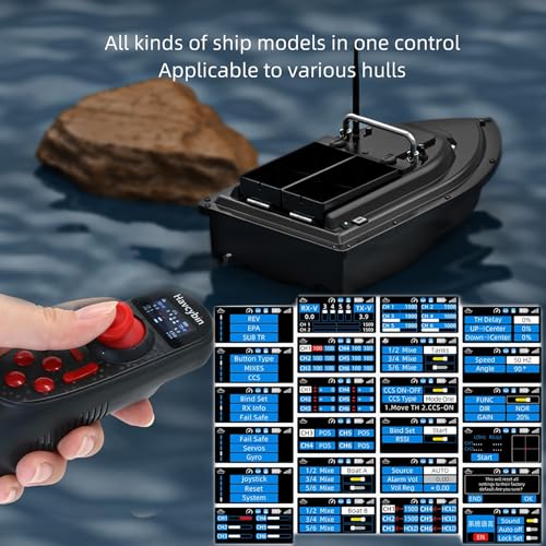 HOTRC DS-650 6CH 2.4G Radio System Transmitter Color Screen Remote Controller F-06A Receiver PWM for RC Boat Model DS600 Upgrade (w/ 1receiver) - color: W/ 1receiver