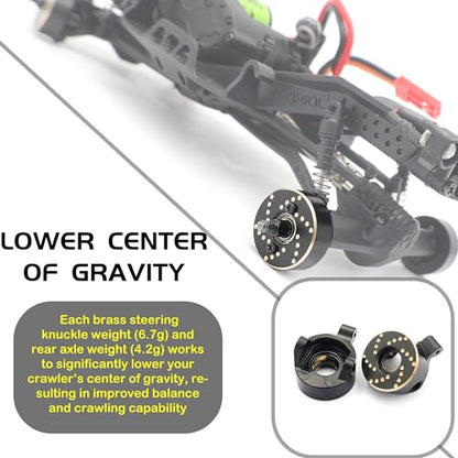 Brass Steering Knuckles & Rear Axle Weights for 1/30 Scale RC Crawler | Black Coating,CNC Machined,Heavy Duty Upgrade Parts,Easily install,Precision Fit