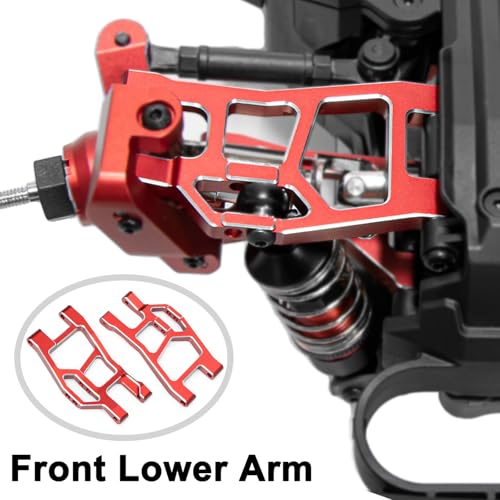 Aluminum 1/16 Suspension Arms Front Rear and Upper Lower Suspension Arms | for Traxxas 1/16 Mini Slash 4X4 BL-2s 108164-1 RC Truck Upgrade, Red - color: Red