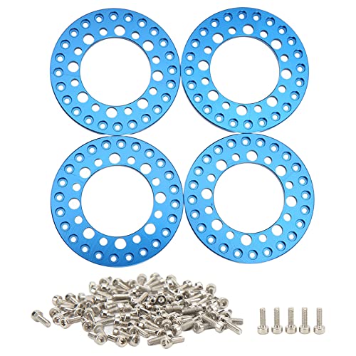 RC Wheel Rims, Lightweight Aluminum Beadlock Rings 1.9in Outer Rings 4Pcs for Off-Road Racing Hobbyists and 1/10 Scale RC Car Enthusiasts(Blue)