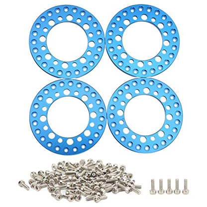 RC Wheel Rims, Lightweight Aluminum Beadlock Rings 1.9in Outer Rings 4Pcs for Off-Road Racing Hobbyists and 1/10 Scale RC Car Enthusiasts(Blue)