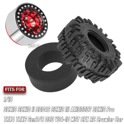 RC 1.9 Beadlock Wheels and Tires for 1/10 SCX10 SCX10 II 90046 SCX10 III AXI03007 SCX10 Pro TRX4 TRX6 Gen7/8 D90 VS4-10 MST CFX RC Crawler Car,Aluminum 1.9 Beadlock Wheel Rims and Tires,Red - color: Red for Axial SCX10
