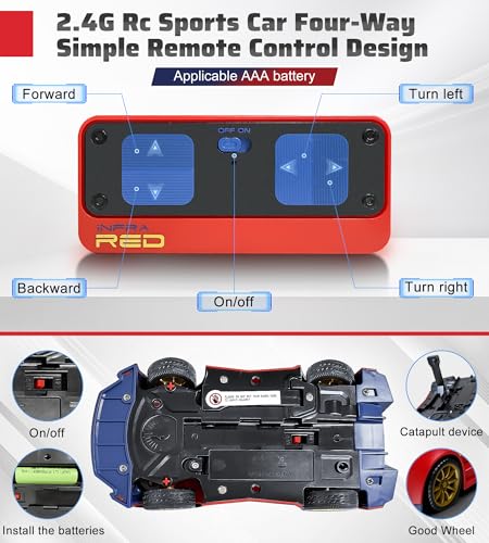 3-in-1 RC Drift Car Set - 2.4GHz Battle Remote Control Car, 2 Player Chase & Shoot Game, Parent-Child Interactive Toy Car, for Kids Ages 6+ (Red) - color: Red