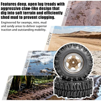 1.3" RC Beadlock Wheel Tires Set 64x26mm for SCX24 TRX4M, Bronze (4PCS) | Upgraded 1.45-inch Wheel for 1/24 SCX24 AX24 FCX24 1/18 TRX4M FMS RC Crawler Car Upgrade - color: Bronze