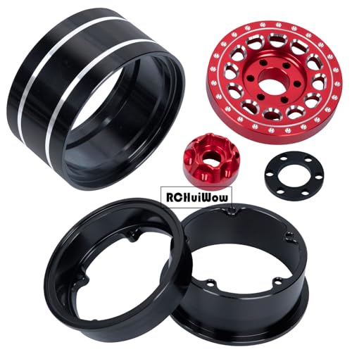 RC Wide 1.57'' (40mm) 2.2 Beadlock Wheels for SCX10 Capra Wraith Ryft / TRX4 AMG 6x6 / Gen8 Everest Gen 7 Pro,Adjustable 4 Offsets Rims,4Pack,Red w/Black - color: Red W/ Black(4pcs)