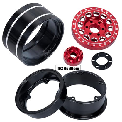 RC Wide 1.57'' (40mm) 2.2 Beadlock Wheels for SCX10 Capra Wraith Ryft / TRX4 AMG 6x6 / Gen8 Everest Gen 7 Pro,Adjustable 4 Offsets Rims,4Pack,Red w/Black - color: Red W/ Black(4pcs)
