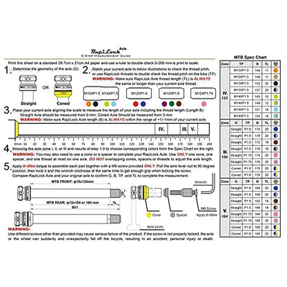 Through Axle Roaddisc, Gravel, Cyclocross, or Mountain Bikes, M12XP1.0/P1.5/P1.75 for 60 Different Combination - size: φ12x147mm Road Rear