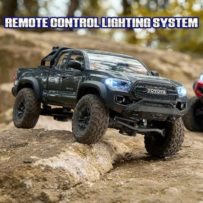 FMS 1/24 FCX24MS Toyota Tacoma S RC Crawler, Officially Licensed RC Truck 2 Speeds Switch with LED Lights, Off-Road RC Model for Adults (Red) - color: Red