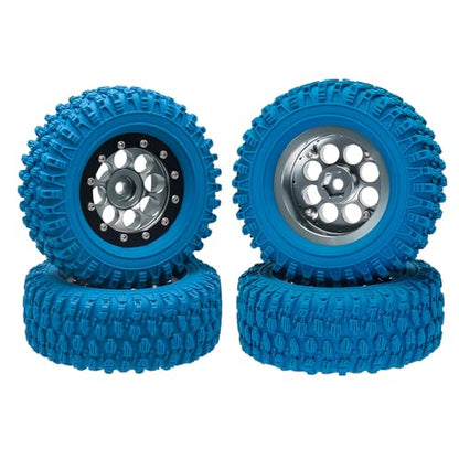 GOUPRC 1.3" Wheel Tires Set, Aluminum Beadlock Rim Swamp Claw Mud Terrain Rock Tread Pattern Tires for SCX24 TRX4M 1/18 1/24 Upgrade RC Crawler Truck Car - style: Rock Pattern Titanium Black