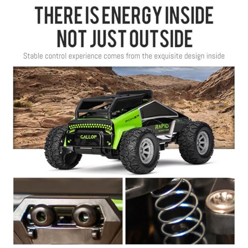 Mini RC Car for Adults, 4WD Off Road Remote Control Truck High Speed 20KMH Rechargeable Battery RTR Gift for Teen Birthday Christmas - color: Green 2