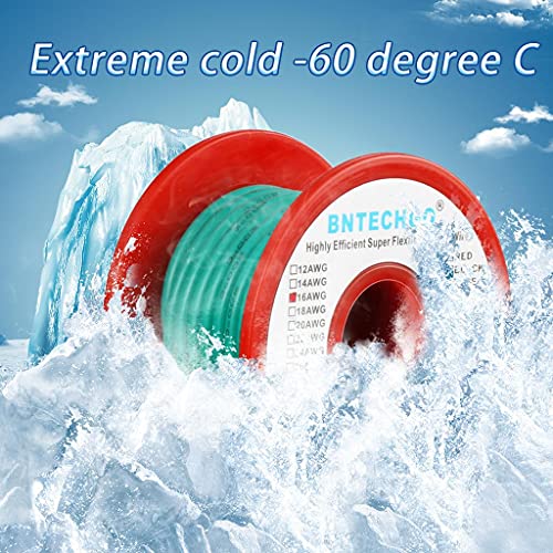 BNTECHGO 16 Gauge Silicone Wire Green 25ft Stranded Tinned Copper Wire | Flexible 16 AWG Stranded Wire Silicone Rubber Insulation For RC Models, Drone, Robot, Battery, EV Charger, 3D Printer, DIY - color: 16 gauge silicone wire green, size: silicone wire