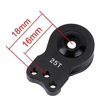 DJX Aluminum 25T Servo Saver 3 Holes Adjustable Hi-Torque Servo Horn for 1/8 1/10 Remote Control Car Boat (Black) - color: Black