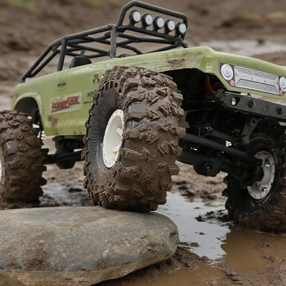 HOBBYSOUL 1.3" RC Crawler Tires - 72mm Griptrek 4-Pack Fits TRX4M SCX24 | Super soft sticky mud tires with foam inserts, upgrade for 1/18 TRX4M High Trail & 1/24 micro off-road RC crawlers