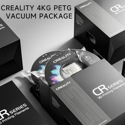Official Creality PETG 3D Printer Filament 1.75mm 4KG (8.8lbs), High Precision, Strong Toughness, Odorless, Better Flow, Moistureproof 3D Printing CR PETG Filament, Black+Black+White+White | High Precision Strong Toughness, Odorless Better Flow Moisturepr