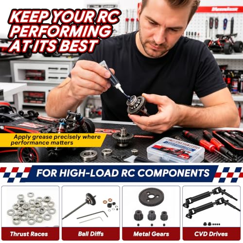 RC Grease High Pressure Black Grease, RC Gear Lubricant for Ball Diffs Thrust Races Metal Gears CVDs, High Load Remote Control Car Differential Lubricant for Electric Cars Trucks Parts, 3 Pack