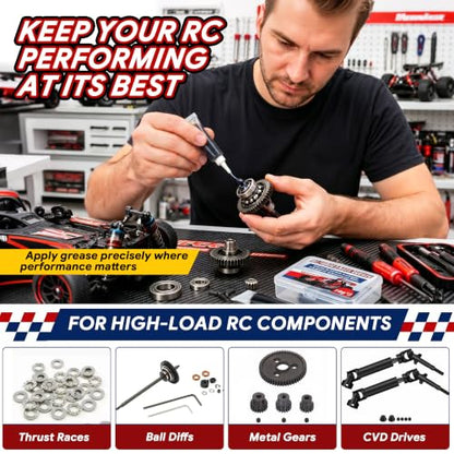 RC Grease High Pressure Black Grease, RC Gear Lubricant for Ball Diffs Thrust Races Metal Gears CVDs, High Load Remote Control Car Differential Lubricant for Electric Cars Trucks Parts, 3 Pack