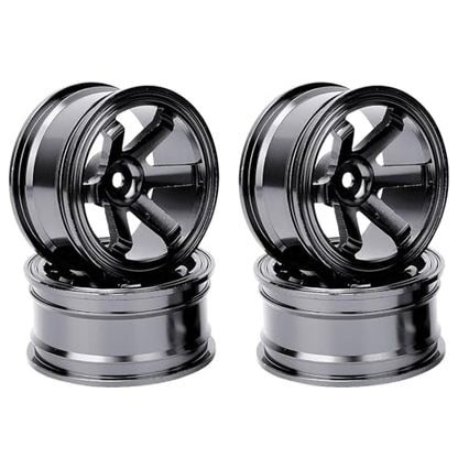 HERCHR RC Wheel Rims Set, 12mm Hex Hub Aluminum Alloy On Road Wheels Rims Metal for 1/10 Scale RC Crawler Car Touring Drift Street Tyres Wheels Accessory(Black) - color: Black