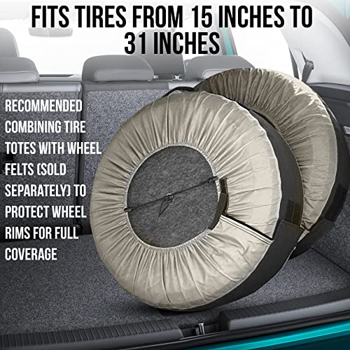 Tire Totes, Bags, Seasonal Storage and Easy Transportation for Tires from 15'' to 31'' - Set of 4 Bags (One Size Fits All) (V1.1)