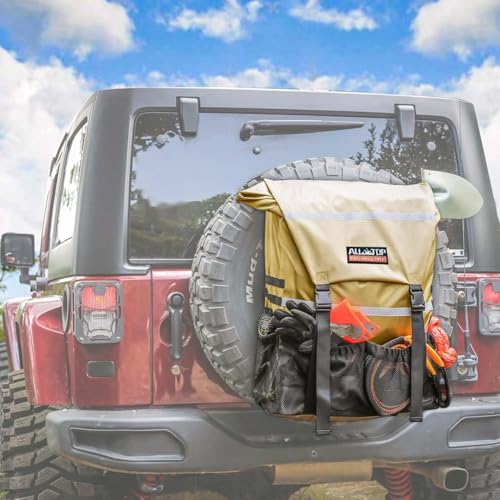 ALL-TOP Spare Tire Trash Bag, Heavy Duty Truck Tailgate Trash Bag, Cargo Storage Bag for Jeep, Truck, SUV or Car, Fit up to 40'' Tire (Gobi Tan) - color: Gobi Tan