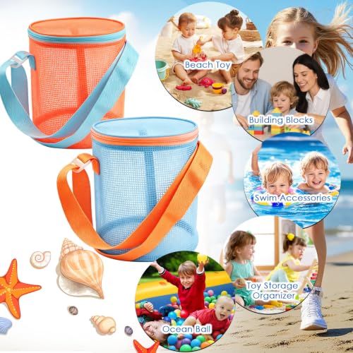 4Pcs Foldable Toy Storage Bag, Large Capacity Sea Shell Bags for Beach, Portable Toy Storage Bag with Zipper and Strap, - size: 4P-SMALL