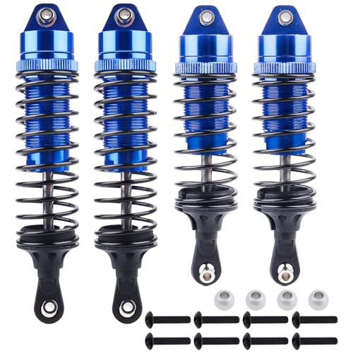 4PCS Aluminum Front & Rear RC Shocks for 1/10 Traxxas Slash 4x4 Compatible with Rustler Stampede Hoss 4WD Replace 5862 (Blue) - color: Navy Blue