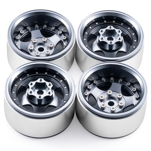 4PCS Aluminum 1.9" Beadlock Wheel Rims Upgrades for Axial SCX10 I II III TRX4 GEN7 GEN8 1/10 RC Crawler Truck Car (Titanium) - color: Titanium