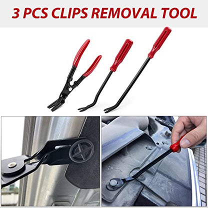 Nilight Trim Removal Tool 88Pcs, Auto Push Pin Bumper Retainer Clip Set | Fastener Terminal Remover Tool Adhesive Cable Clips Kit Car Panel Radio Removal Auto Clip Pliers - color: 88 Clips+ Remover Tools Red