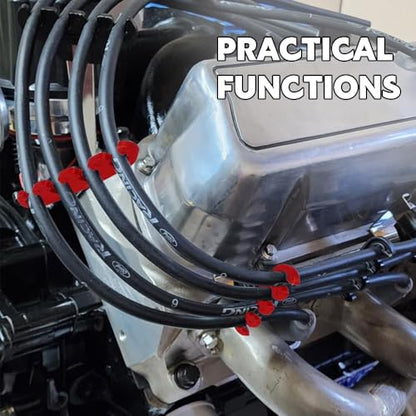 12PCS Spark Plug Wire Separator, Car Engine Spark Plug Separators, 7mm 8mm 8.5mm 8.8mm Engine Spark Plug Wire Loom, 2/3/4 Holes Separator Holder Replacement for Vehicle Ignition Wires (Red) | 7mm 8mm 8.5mm 8.8mm Car Engine Spark Plug Wire Loom, 2/3/4 Hole