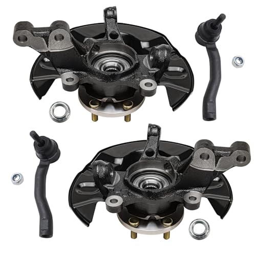 Detroit Axle - Front 4pc Steering Knuckles Kit for 03-08 Toyota Corolla, 2 | Steering Knuckles & Wheel Bearing Hubs 2 Outer Tie Rods 2003 2004 2005 2006 2007 2008 Replacement - size: 4SU47746/Kit