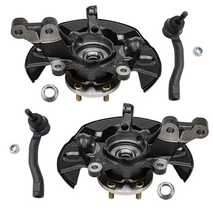 Detroit Axle - Front 4pc Steering Knuckles Kit for 03-08 Toyota Corolla, 2 | Steering Knuckles & Wheel Bearing Hubs 2 Outer Tie Rods 2003 2004 2005 2006 2007 2008 Replacement - size: 4SU47746/Kit