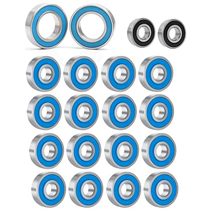 20pcs SCX24 Rubber Sealed Bearings Set, Steel Ball Bearing Set for Axial SCX24 90081 AXI00001 AXI00002 AXI00004 AXI00005 AXI00006 1/24 RC Crawler Car Upgrade Parts