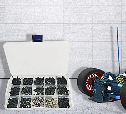 522PCS Universal RC Screw Kit Screw Assortment Set for Traxxas Redcat Arrma | Hardware Fasteners for Axial RC4WD HSP HPI SCX10 Losi 1/8 1/10 1/12 1/16 Scale RC Crawler Cars Trucks