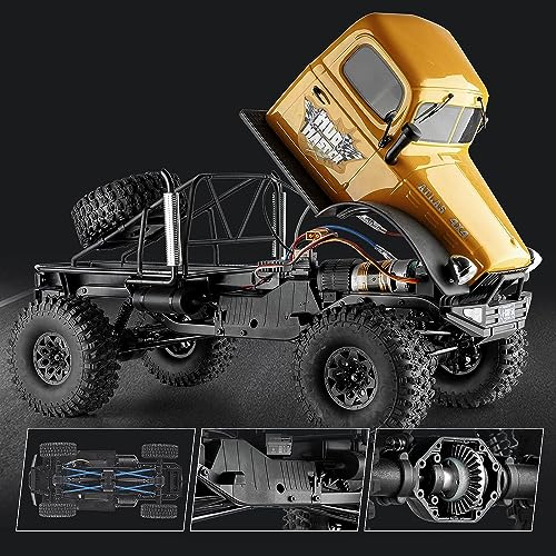 BEEZRC RocHobby 1/10 Atlas RC Crawler, 4WD with Lighting, 2.4GHz RC Rock Truck, Off Road Hobby Grade, Remote Control Car for Adults, Need to Complete with Battery (Yellow) - color: Yellow