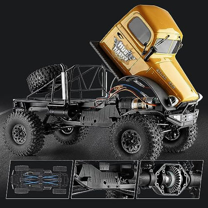 BEEZRC RocHobby 1/10 Atlas RC Crawler, 4WD with Lighting, 2.4GHz RC Rock Truck, Off Road Hobby Grade, Remote Control Car for Adults, Need to Complete with Battery (Yellow) - color: Yellow