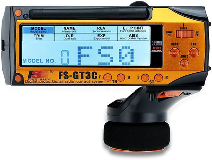 Flysky FS-GT3C RC Transmitter with FS-GR3E Receiver, 2.4GHz 3 Channel LCD Remote Controller and Receiver for RC Car Boat (Orange)