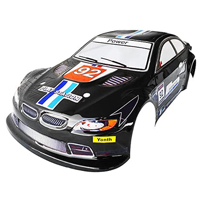 SANTAIZI 1/10 Scale E92 Style RC LEXAN Body Shell Replacement for Drift Racing Touring On-Road Car Width 200mm with Decal Sheet (Black) - color: Black