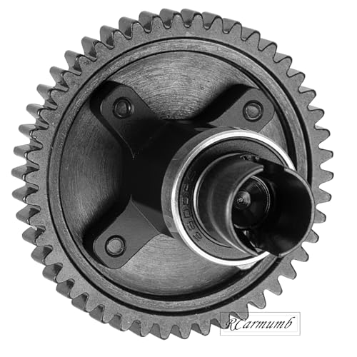 52T Upgrade Part for 1/8 Sledge Center Diff to Straight Shaft,RCarmumb Medium Carbon Steel & Aluminum Heavy Duty Center Differential Spur Gear Shaft Replacement for Sledge Monster Truck,Black - color: Black(1set)