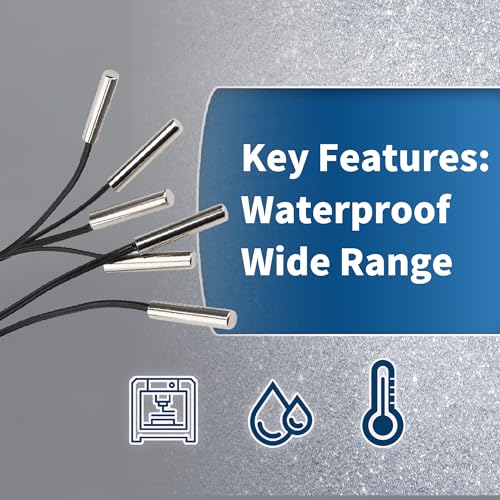 10K Temperature Sensor Probe 6pcs 1 Meter Waterproof Temp Sensor Probe Stainless Steel 3950 NTC Temp Sensor Probe Digital Temperature Transmitter Extension Cable