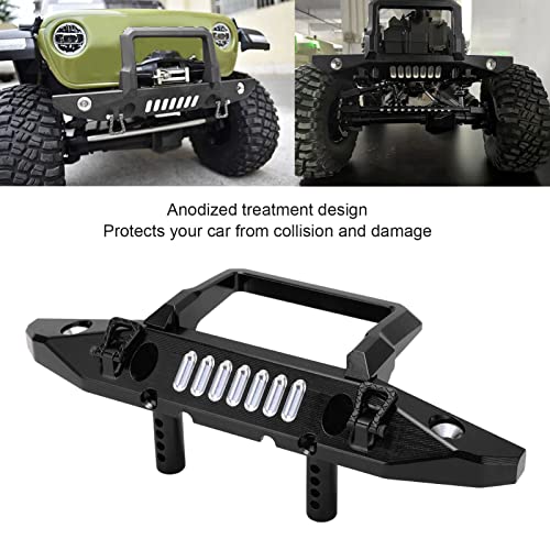 Front Bumper Aluminum Alloy Crawler Bumper RC Car Accessory with LED Light Hole for Axial 1/6 for SCX6 Car RC Car Upgrade Part (Black) - color: Black