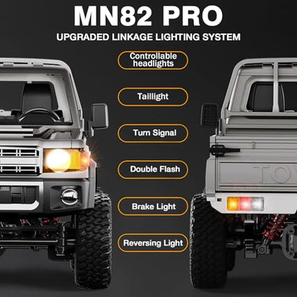 ARRIS MN82 PRO 1/12 Toyota LC79 RC Rock Crawler 4WD RTR Truck | Upgraded Chassis, LED Lights, Full Proportional Control, Trail Ready Design - color: Mn82pro-silver