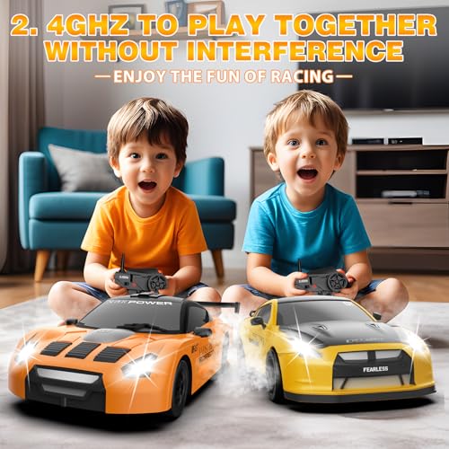 RC Drift Car 1/24 2.4GHz Remote Control Car 4WD High Speed Drifting RC Cars with LED Light and Drift Tires Racing Toy Cars for Boys Girls Kids Adults (Orange) - color: F.orange