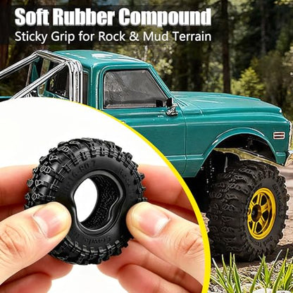 0.7" RC Crawler Cling on Tires, 40x16mm Aggressive Claw-Style Lug Tread Soft Rubber Tires with Foam Inserts for Axial SCX30 Upgrades RC Rock Crawler Car Ford Bronco K10 Ascent-32, 4PCS (Style A)