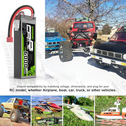 OVONIC 6000mAh 80C 2S 7.4V Lipo Battery Hardcase with Dean-Style T Connector for 1:8 Scale RC Car, RC Airplane, RC Helicopter, RC Boat (2 Pack)