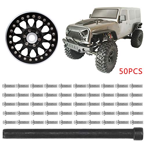 VGEBY RC Car Screw 50Pcs RC Car Wheel Rims Hub Screws Stainless Steel Screws for 1/10 RC Crawler Car - size: M2.5