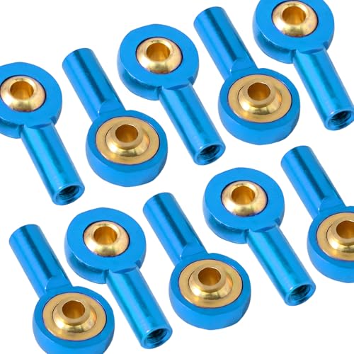 10PCS M2 Tie Rod End Ball Joint Aluminum Ball Head Holder 2mm Steering Linkage Head Joint 15mm Upgrade Parts Compatible with HSP Tamiya Mini 4WD RC Car Truck Crawler/Boat/Airplane Models - color: Blue