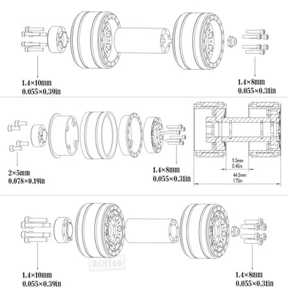 RC 1.0 Beadlock Wheels and Tires for 1/18 1/24 Trx4m SCX24 FMS FCX24 RC Crawler Car,Aluminum 4pcs RC Wheel Rim Soft Rubber Tires,RC Wheels 1.0,Titanium - color: Titanium (1.0 in Tires)