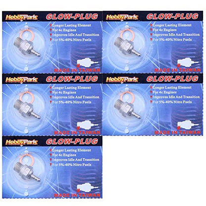 HobbyPark RC Glow Plug Igniter & Glow Plugs No.3 N3 (5-Pack)