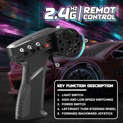 RC Drift Car,1:24 Scale Remote Control Cars Vehicle for Kids, 2.4GHz 20KM/H 4WD High Speed RC Cars with LED Light Two Batteries & Drifting Tires Racing Sport Toy Car for Adults Boys Girls S812-Red - style: S812-red