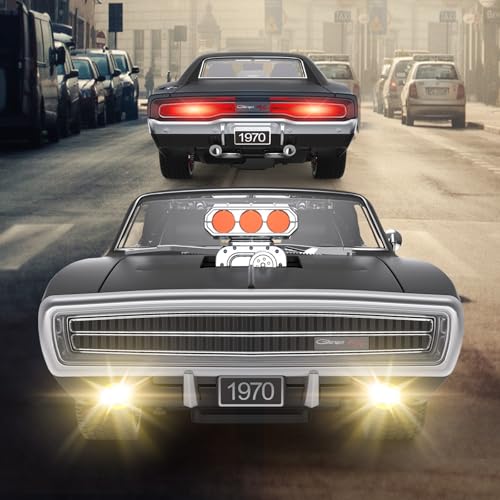 RASTAR RC Cars 1:16 Fast & Furious 1970 Dodge Charger R/T Remote Control Car, Toy Muscle Cars for Boys, Matt Black 2.4G
