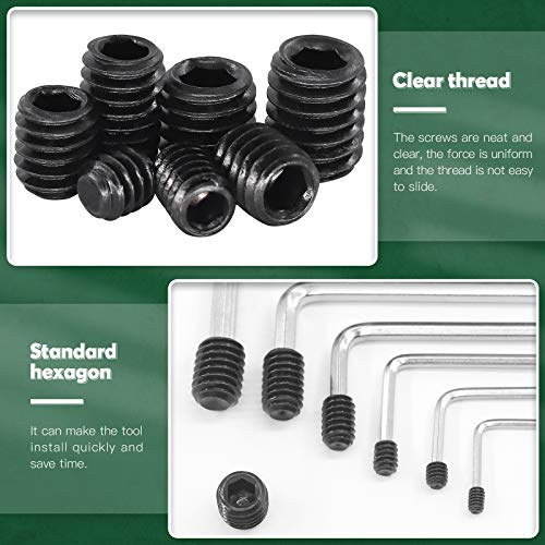 Keadic 236Pcs Internal Hex Drive Cup-Point Screws Assortment Kit, 10 Sizes Alloy Steel Hex Socket Set Cap Point Grub Screws, Socket Head Cap Screws Grub Screws, Black (1/8" to 3/8") - style: 236pcs SAE 10 Sizes Cup Point Set Screw kit